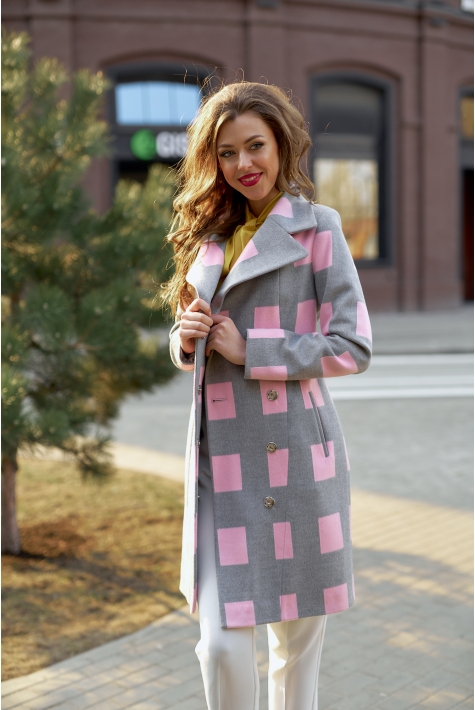 Женское пальто из текстиля с воротником 8009629