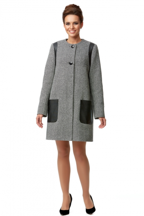 Женское пальто из текстиля без воротника 8009892