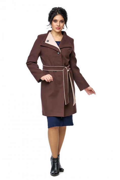 Женское пальто из текстиля с воротником 8009901