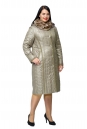 Женское пальто из текстиля с капюшоном, отделка искусственный мех 8011864